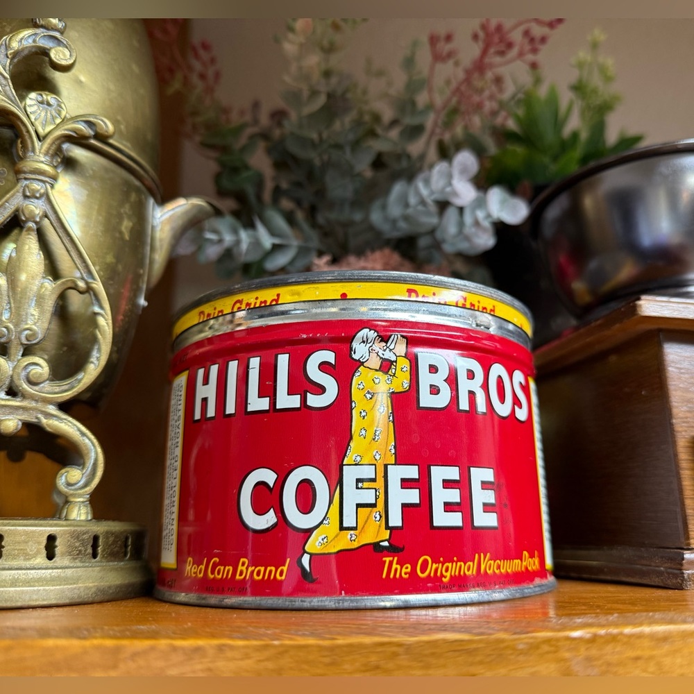 1960s Mid-Century Vintage Collectible Hills Bros Red Coffee Can